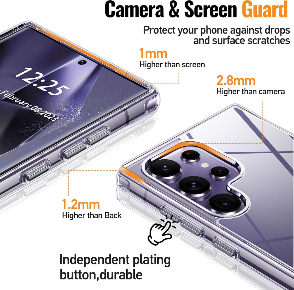 Entronix Case Compatible with Galaxy S24 Ultra - [Hard Back] Clear Cover