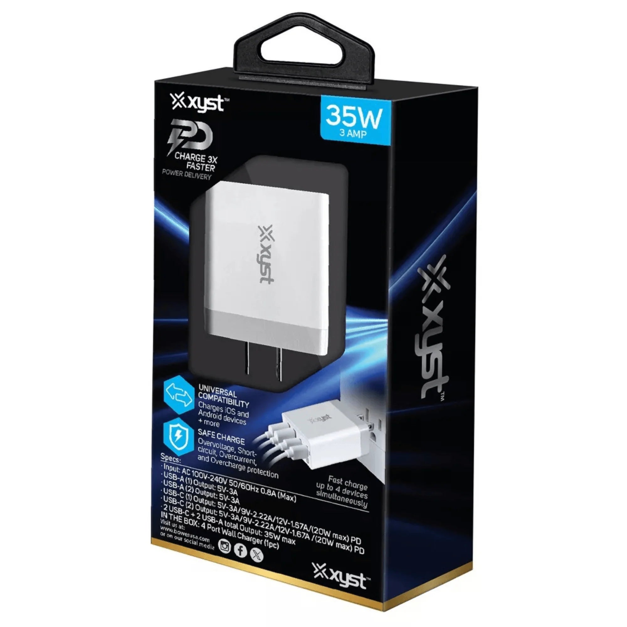 35-Watt 4-Port USB-A and USB-C Wall Charger