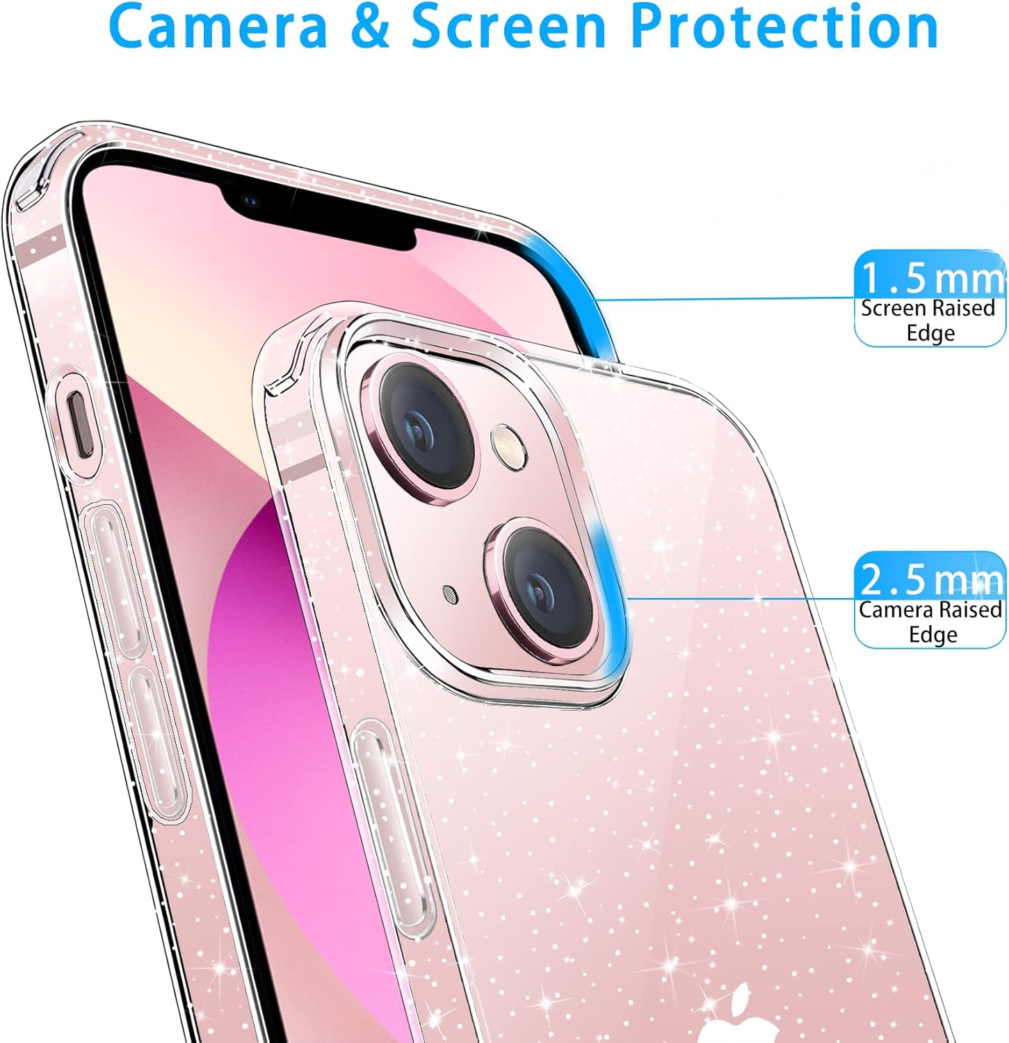 Entronix Case Compatible with iPhone 15 Plus - [Hard Back] Glitter Clear