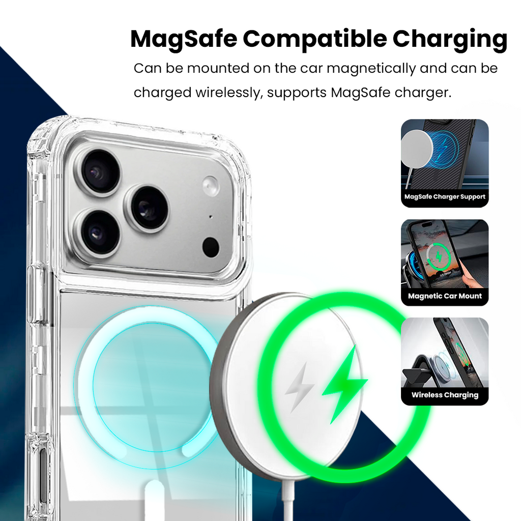 Entronix [Magnetic] Case Compatible with iPhone 17 Pro Max - [Clear] Triple-Layer Heavy Duty Protection