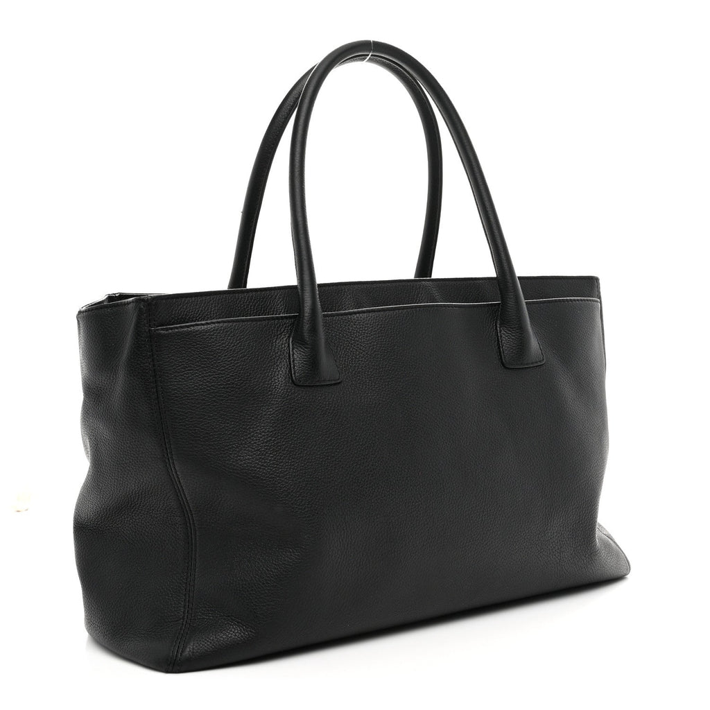 Calfskin Cerf Executive Shopper Tote Black