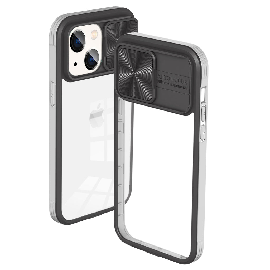 Full Protection With Mobile Phone Protective Film Slide Camera Lens Phone Case For Iphone 14 Plus In Gray
