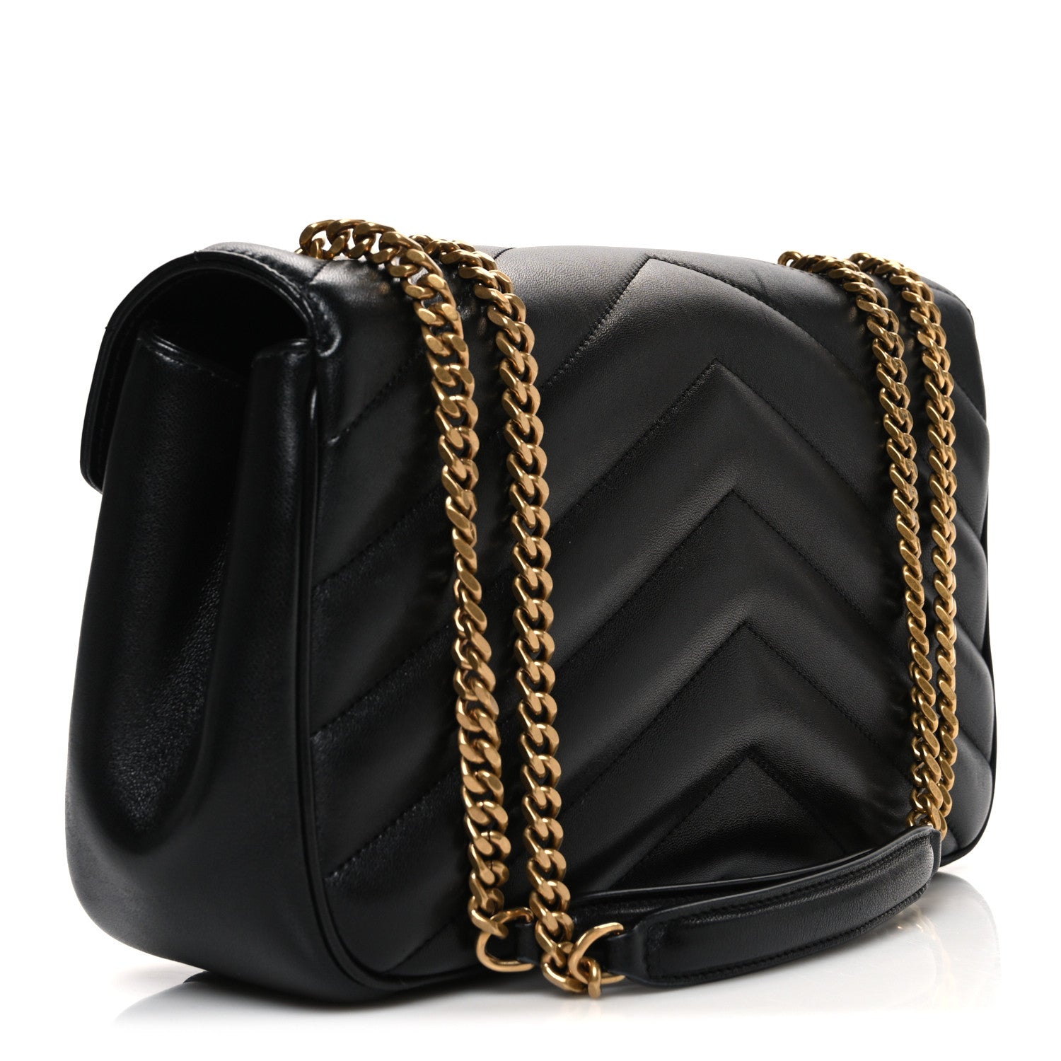 Lambskin Chevron Quilted Medium Loulou Black