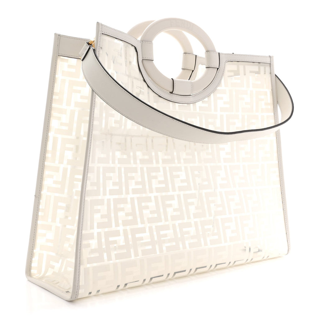TPU FF Vitello Century Plexiglass Medium Runaway Shopper Tote White