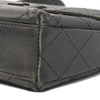 Satin Quilted Crystal CC Square Flap Grey