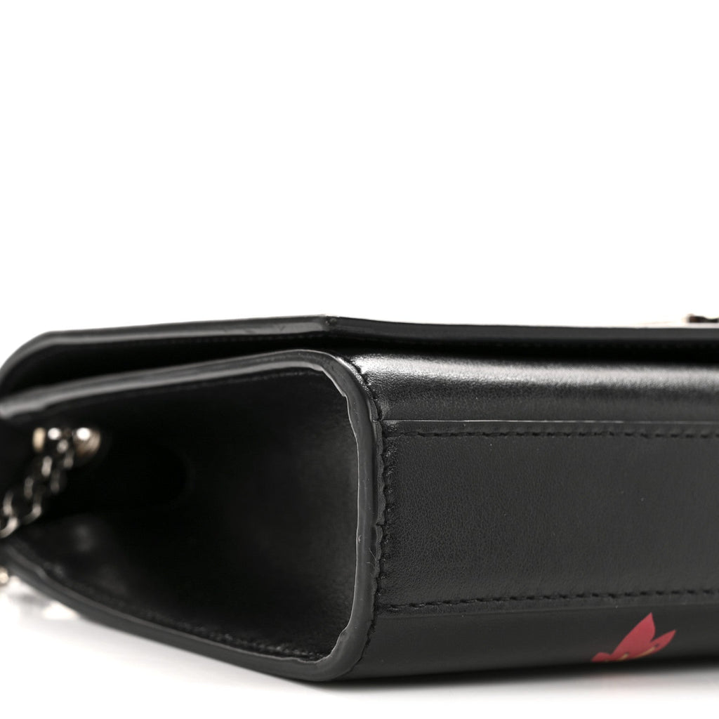 Calfskin Medium Heart Bolts Monogram Kate Satchel Black