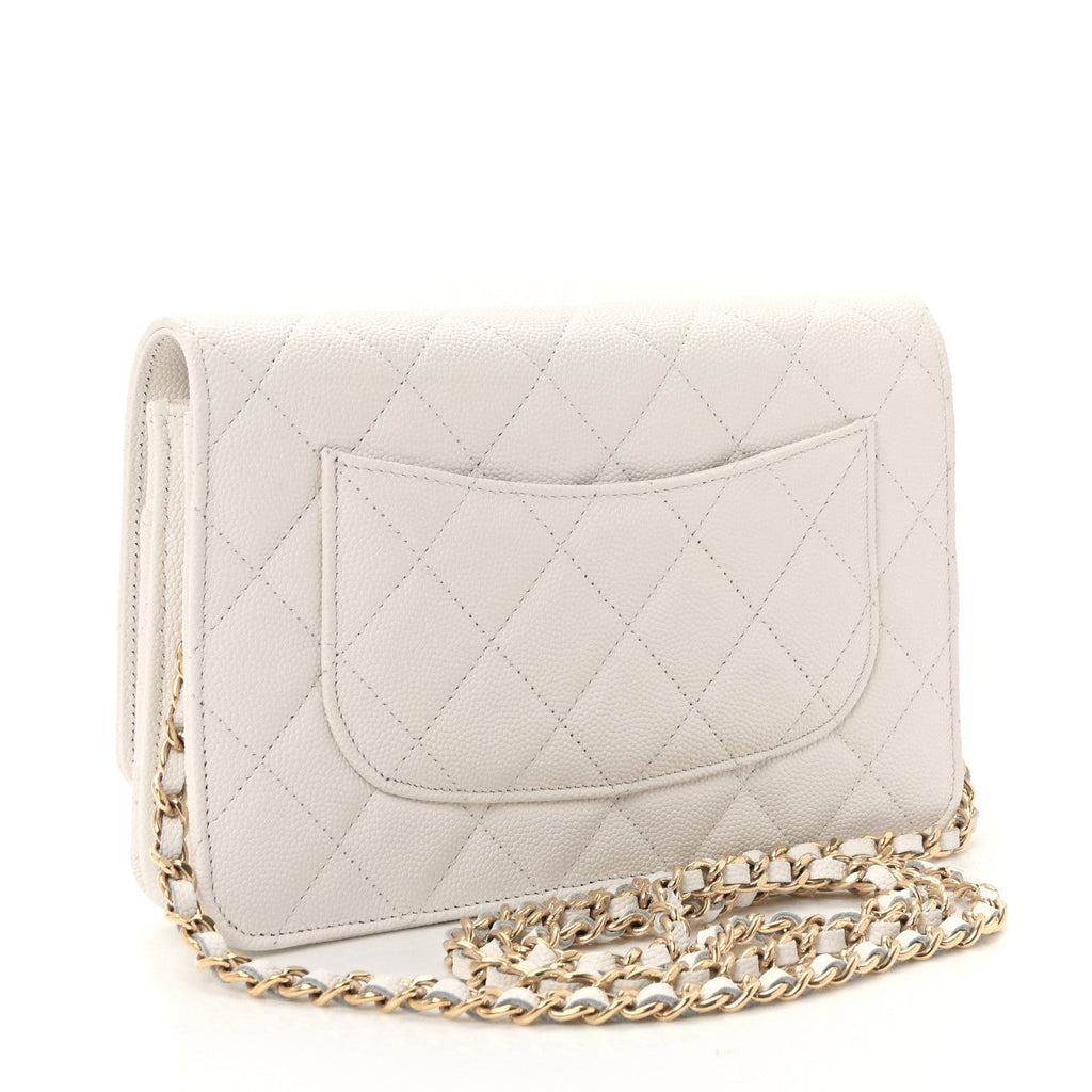 Caviar Quilted Enamel Coco Casino Wallet On Chain WOC White