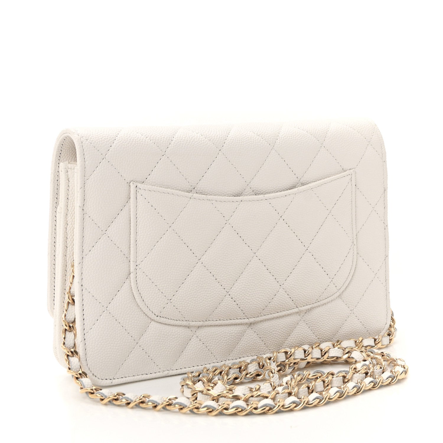Caviar Quilted Enamel Coco Casino Wallet On Chain WOC White