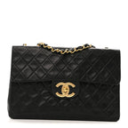 Lambskin Quilted XL Jumbo Single Flap Black