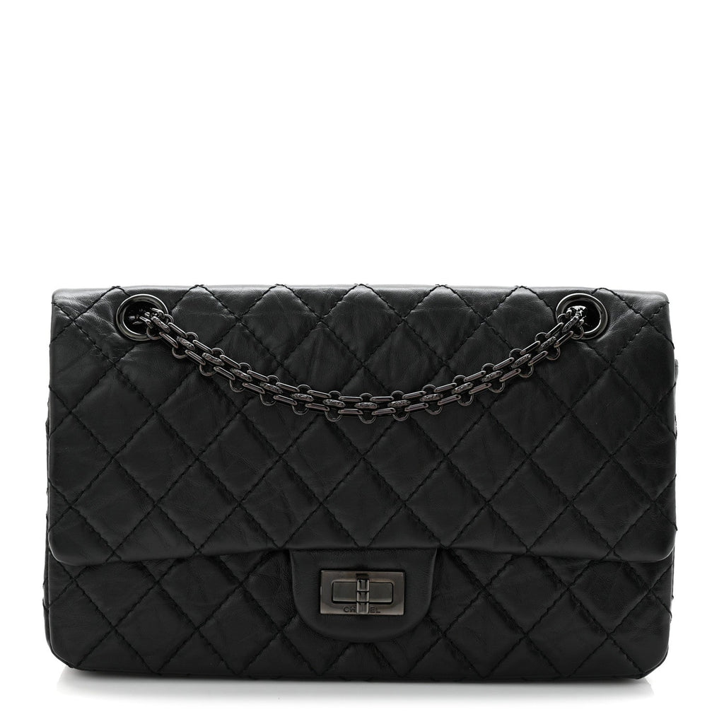 Aged Calfskin Quilted 2.55 Reissue 225 Flap So Black