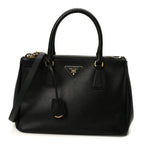 Saffiano Small Galleria Double Zip Tote Black