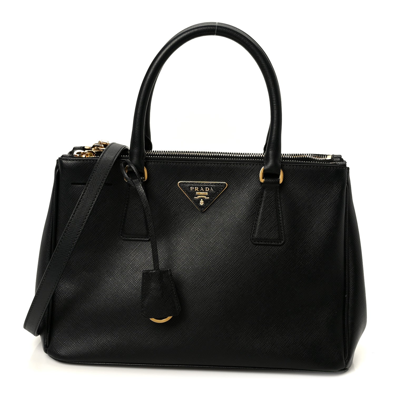 Saffiano Small Galleria Double Zip Tote Black
