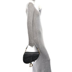 Grained Calfskin Saddle Bag Black