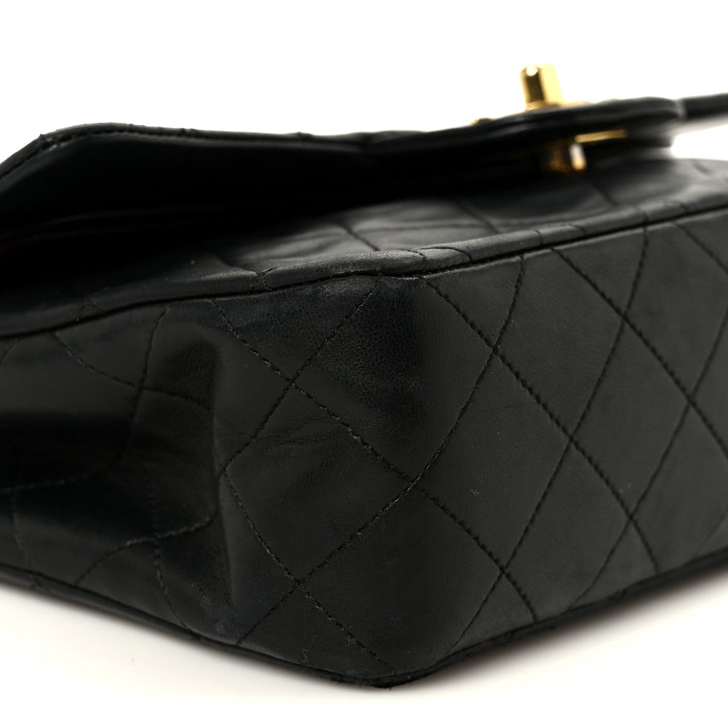 Lambskin Quilted Small Double Flap Black
