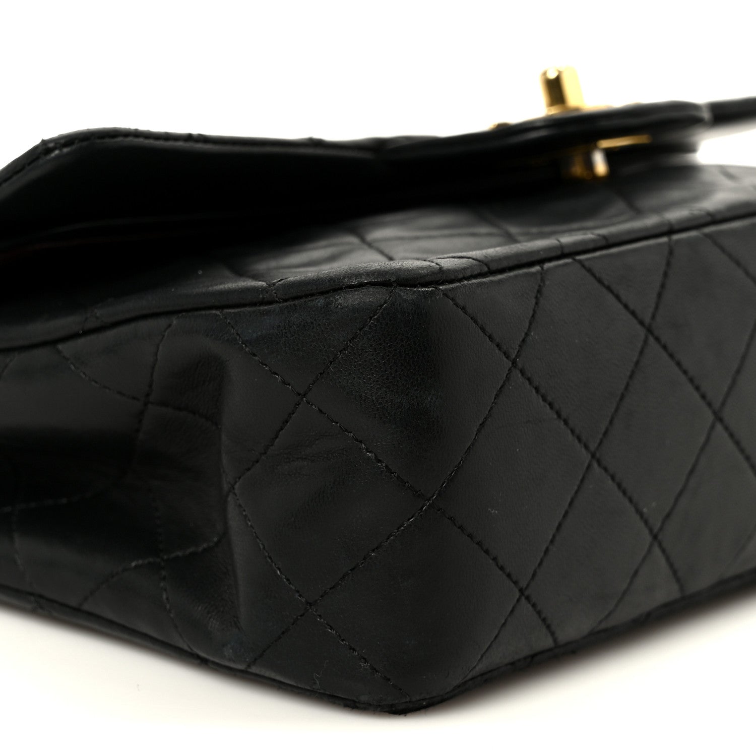 Lambskin Quilted Small Double Flap Black