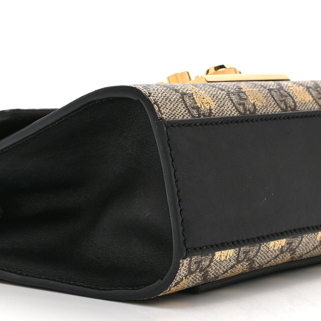 GG Supreme Monogram Bees Small Padlock Shoulder Bag Black