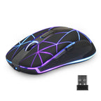 RM200 Wireless Mouse,2.4G Wireless Mouse 5 Buttons Rechargeable Mobile Optical Mouse with USB Nano Receiver,3 Adjustable DPI Levels,Colorful LED Lights for Notebook,PC,Computer-Black