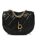 Lambskin Quilted Rocking Horse Shoulder Bag Black