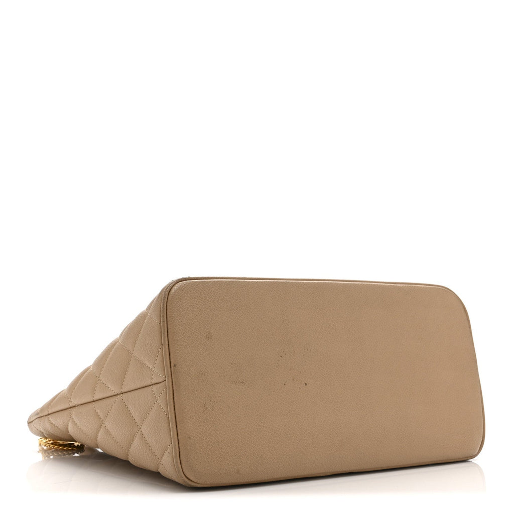 Caviar Quilted Medallion Tote Beige