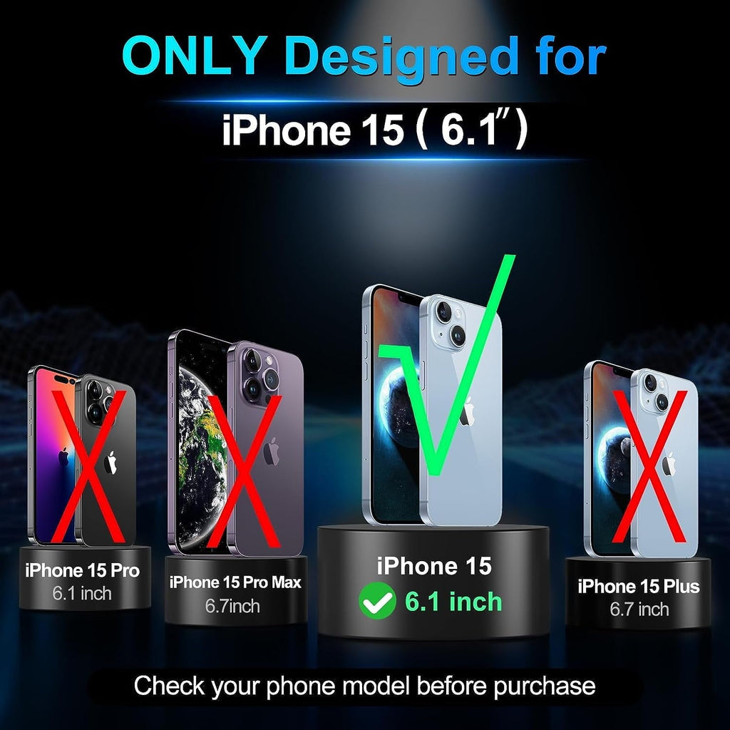 Entronix [Magnetic] Case Compatible with iPhone 15 - [Hard Back] Thick Clear