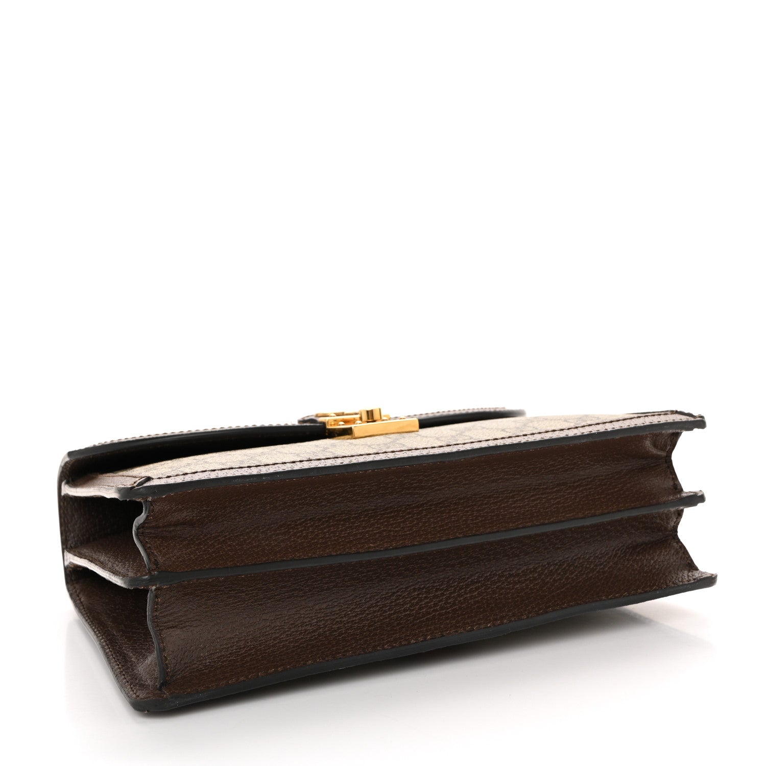 GG Supreme Monogram Textured Dollar Calfskin Web Small Ophidia Padlock Top Handle Bag Beige Ebony New Acero