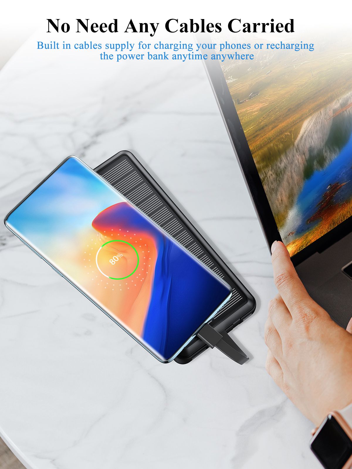 Portable Charger 30000mAh,Solar Power Bank USB-A&USB-C,Compact Power Bank Fast Charging for Mobile Phone,Compatible with Multi-devices, Christmas Gift