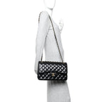 Lambskin Quilted Jumbo Double Flap  Black