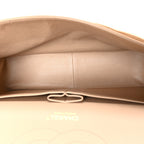 Caviar Quilted Jumbo Double Flap Beige