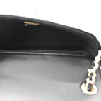 Lambskin Resin Quilted Mini Heart Square Flap Black