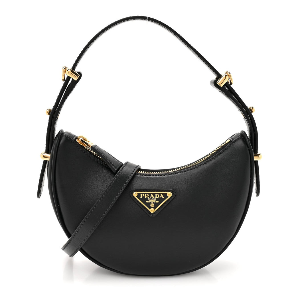Soft Calfskin Mini Arque Shoulder Bag Black