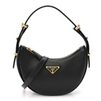 Soft Calfskin Mini Arque Shoulder Bag Black