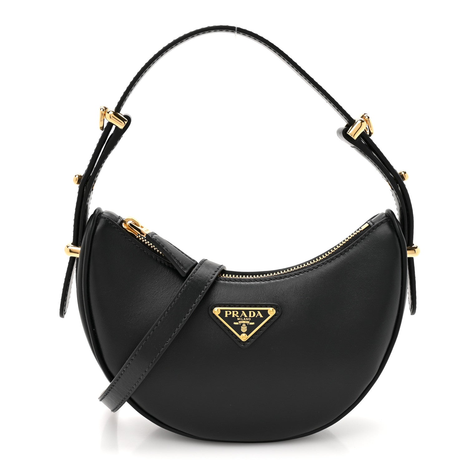 Soft Calfskin Mini Arque Shoulder Bag Black
