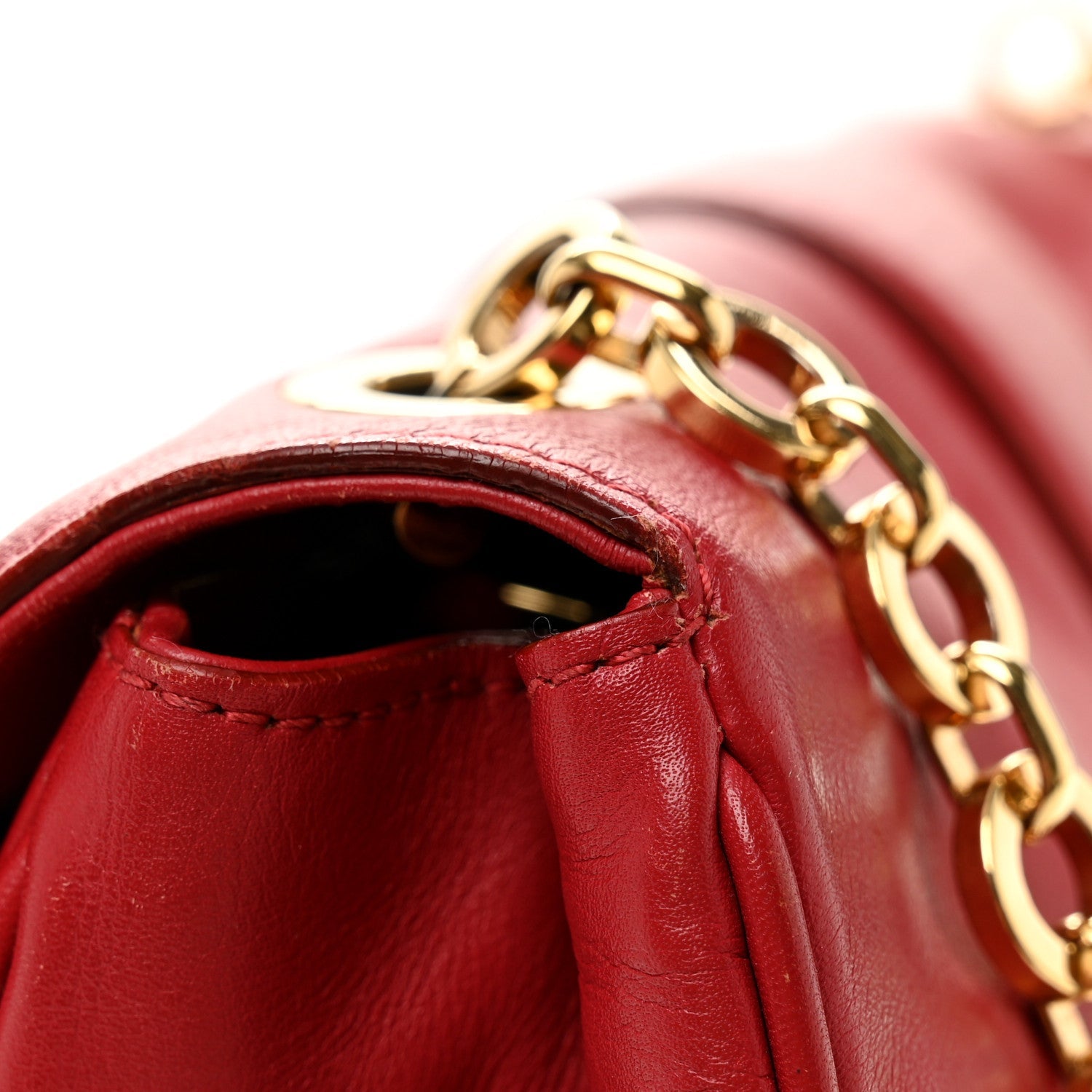 Calfskin Gancini Chain Shoulder Bag Red