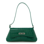 Shiny Super Supple Calfskin Crocodile Embossed Small XX Flap Stretch Bag Jade