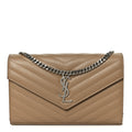 Grain De Poudre Matelasse Chevron Monogram Chain Wallet Taupe