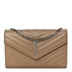 Grain De Poudre Matelasse Chevron Monogram Chain Wallet Taupe