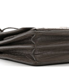 Calfskin Crocodile Embossed Medium Monogram Sunset Fog