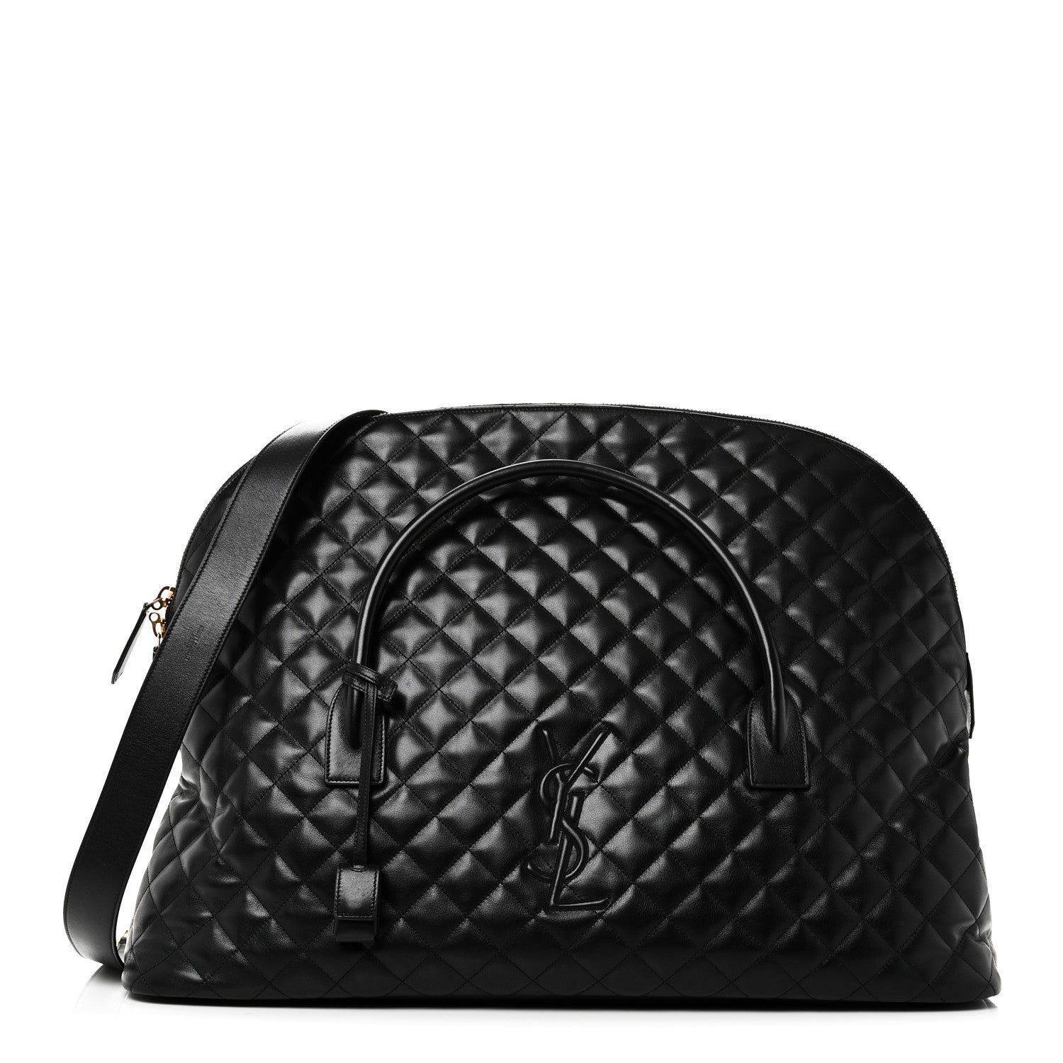 Calfskin Quilted ES Giant Travel Bag Black