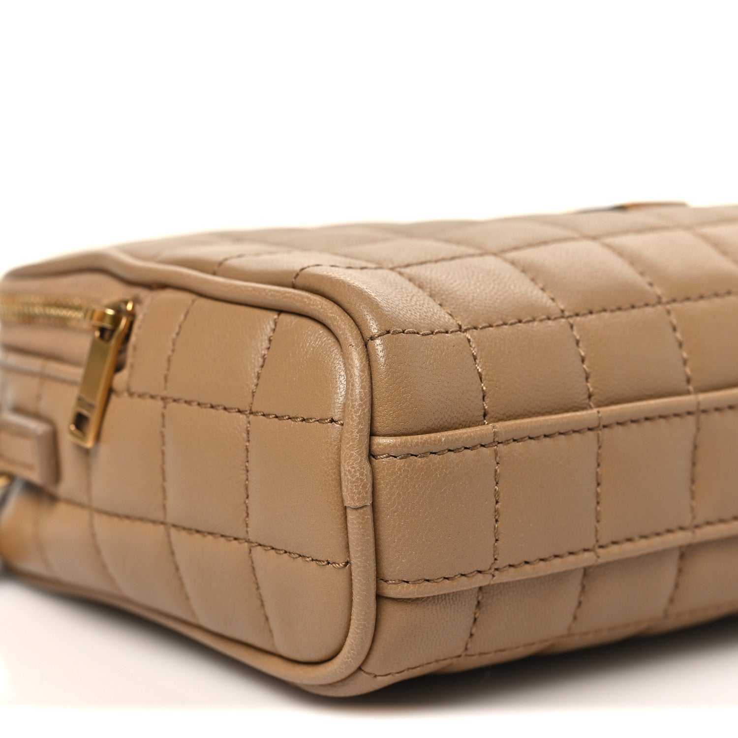 Lambskin Carre Quilted Cassandre Mini Camera Bag Natural Tan