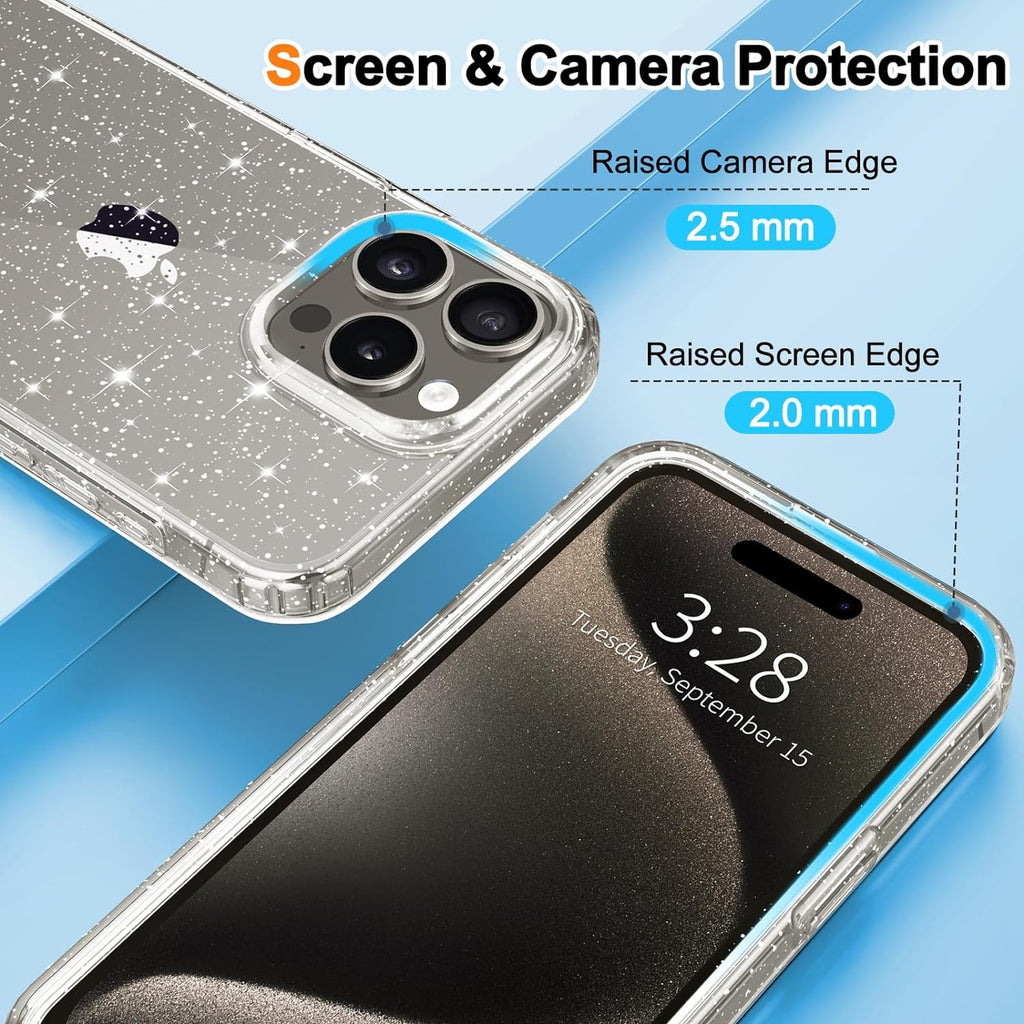 Entronix Case Compatible with iPhone 16 Plus - [Hard Back] Glitter Clear