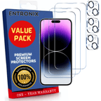 Entronix Clear Screen Protector & Camera Lens Protector Compatible with iPhone 15 - 6-Piece Combo