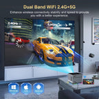 300 ANSI Lumens 8K/4K WiFi 5G Voice Remote Portable Smart Movie Projector with LED Lighting and Built-In Bluetooth 5.0 Apps