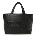 Lambskin Wide Puffer Tote Black
