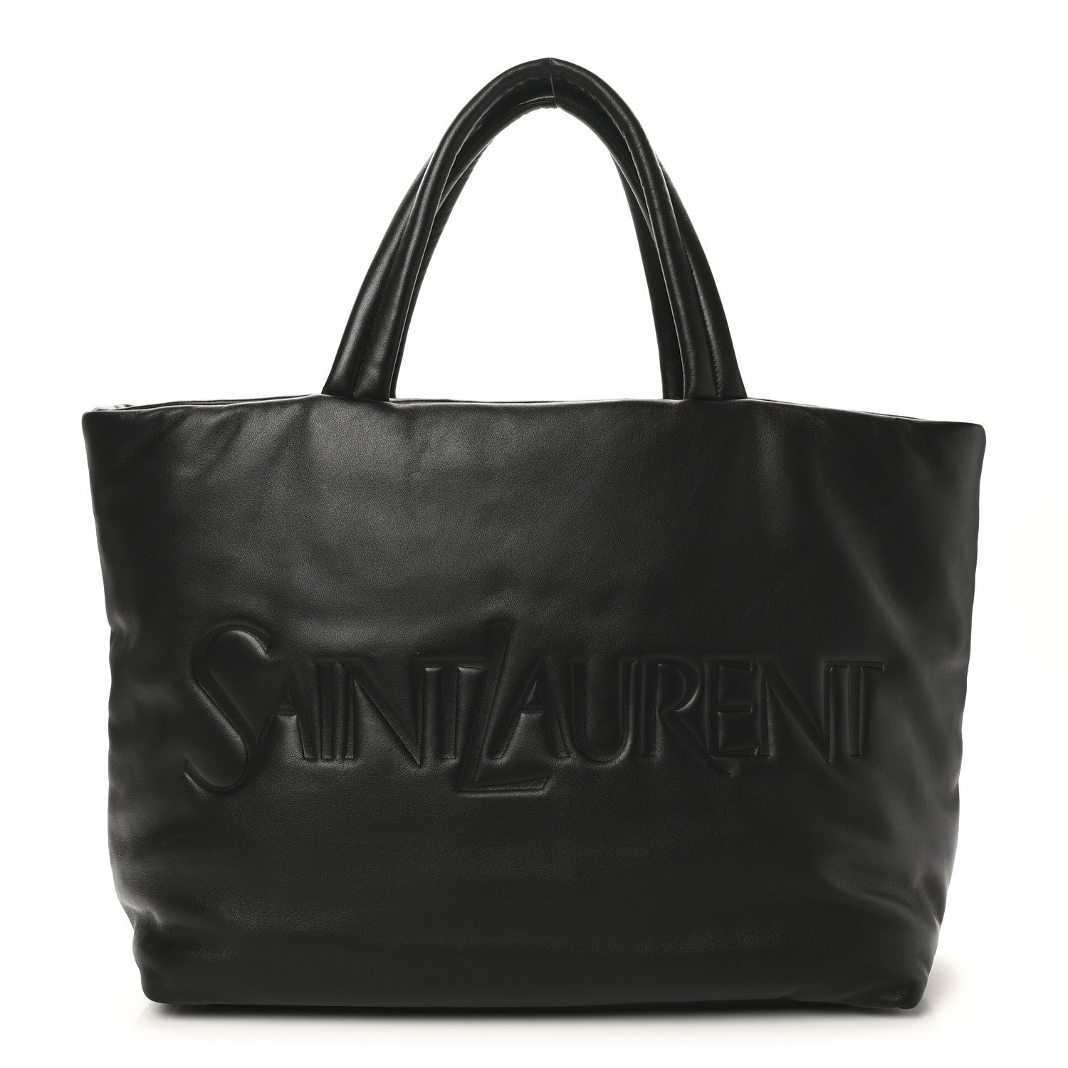 Lambskin Wide Puffer Tote Black
