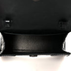 Shiny Calfskin Monochrome Crocodile Embossed Hourglass Top Handle Bag Mini Black