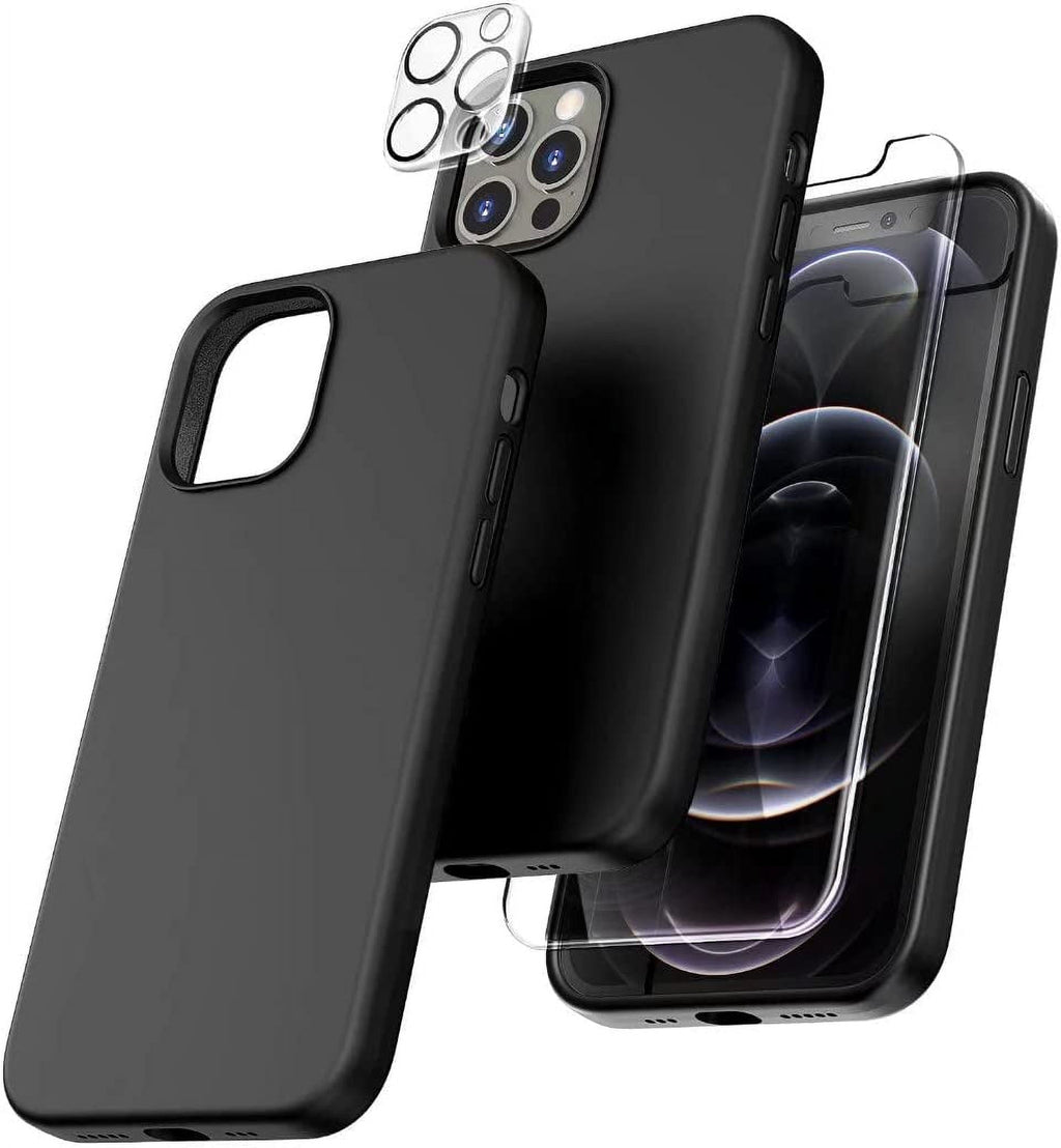 Entronix Bundle Compatible with iPhone 13 Pro - Liquid Silicone Case, 1 Clear Screen Protector & 1 Camera Lens Protector