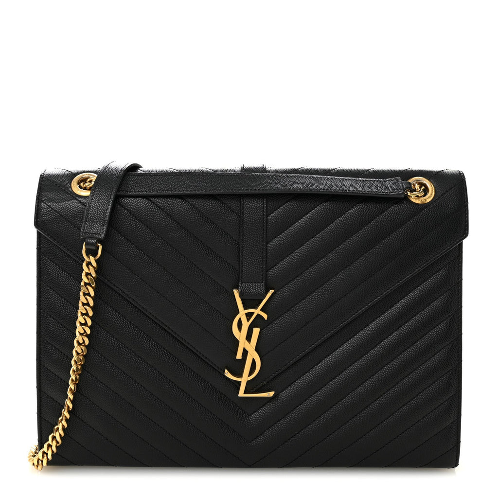 Grain De Poudre Matelasse Chevron Large Monogram Satchel Black
