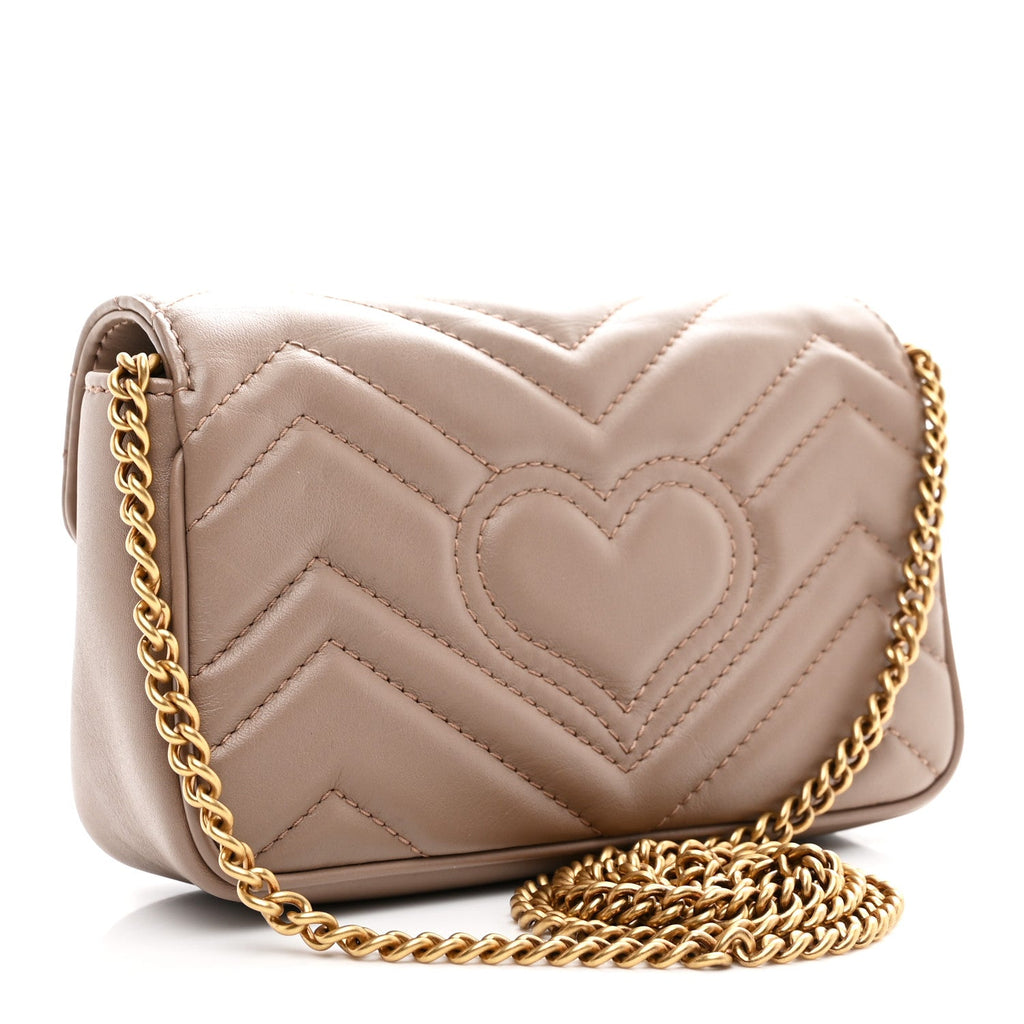 Calfskin Matelasse Super Mini GG Marmont Shoulder Bag Porcelain Rose
