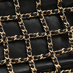 Lambskin Chain Frame Shoulder Bag Black