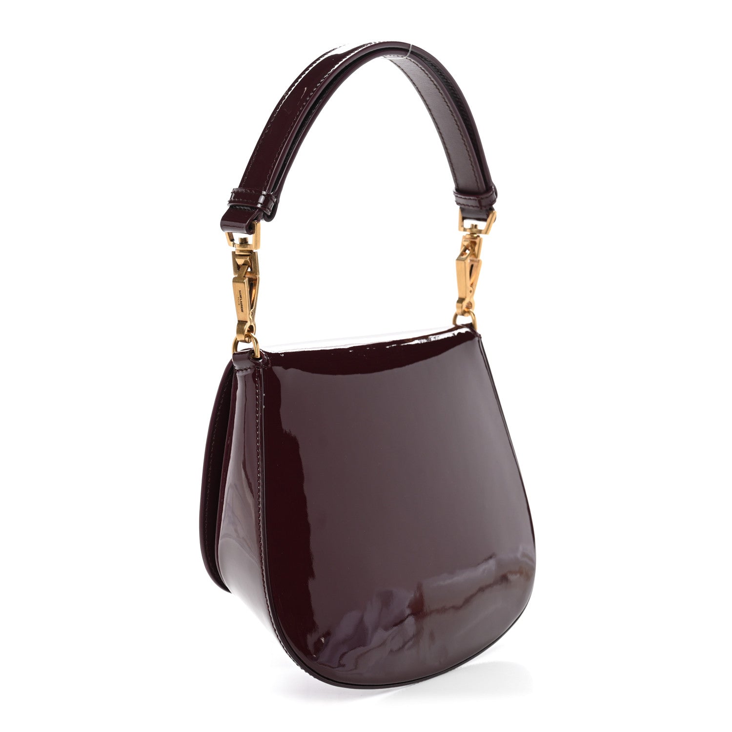 Patent Calfskin Mini Voltaire Top Handle Bag Dark Wine